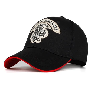 Ολοκαίνουργιο καπέλων του Μπέιζμπολ για άνδρες και για Γυναίκες SOA Sons of Anarchy Κρανίο Κεντητικής Καπέλων Γυναικών Ανδρών Αθλητικών Αγώνων Μοτοσικλέτας Καλύμματα CP0385