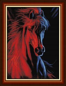 Πάγου και της φωτιάς (πλήρης κεντητική) άλογο σταυρό βελονιά κεντήματα εξάρτηση 14ct 11ct προ σφραγίδα διαγώνιο ράψιμο κέντημα DIY χειροποίητα