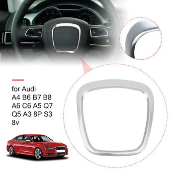 Περιποίηση Κάλυψη Αυτοκόλλητων ετικεττών Αυτοκινήτων Χρωμίου Τιμόνι Αντικατάσταση Πλαισίων Για το Audi A3 8P S3, A4 B6 B7 B8 A5 A6 C6 Q7 Q5