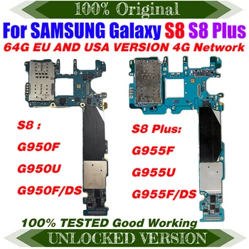 Πλήρη Αρχικό Ξεκλειδωμένο Για Samsung Galaxy S8 Plus G955F G955FD G955U S8 G950F G950FD 64GB Μητρική πλακέτα MB