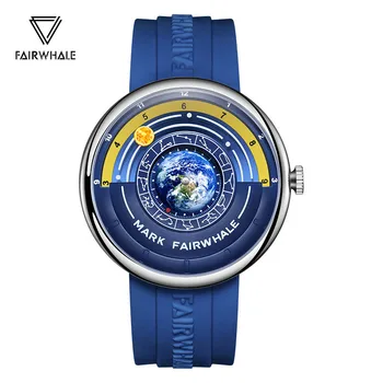 Πολυτέλεια Μόδας Ρολόγια Των Ατόμων Διάσημο Εμπορικό Σήμα Fairwhale Φεγγάρι Ειδικό Δείκτη Σχέδιο Λουριών Σιλικόνης Αδιάβροχος Χαλαζίας WristWatch