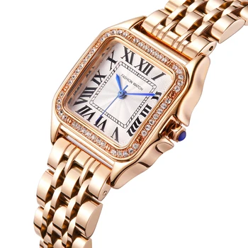 Πολυτελές Εμπορικό Γυναίκες Παρακολουθήστε Την Πλατεία Χρυσό Καντράν Χάλυβα Casual Ρολόι Χειρός Γυναικείο Δώρο Μόδα Το Μικρό Waterproof Quartz Wristwatch Κυρίες