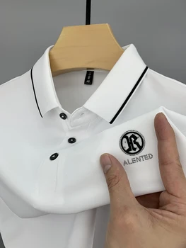 Πολυτελή Στερεό Χρώμα Τυπωμένο Πουκάμισο Πόλο Επιχείρηση Περιστασιακή Σύντομο μανίκια Πέτο High-end ανδρικά κοντομάνικα κορέας T-shirt Μ-4XL