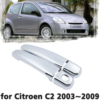 Πολυτελή χρώμιο πόρτα λαβή κάλυψης περιποίησης κάλυψη προστασίας για Citroen C2 2003 2004 2005 2006 2007 2008 2009 εξάρτημα Αυτοκινήτων αυτοκόλλητων ετικεττών