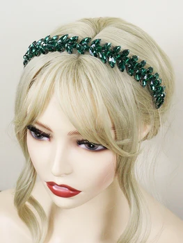 Πράσινο Στρας Γάμου Αξεσουάρ για τα Μαλλιά για τις Γυναίκες και τα Κορίτσια Headband Νύφη Κόμμωση Guest Κεφάλι Κοσμήματα Τελετή Τιάρες
