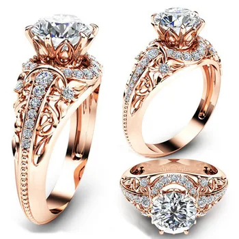 Πραγματικό 14K ροζ Χρυσό Microinlaid 1 Καρατίων Διαμαντένιο Δαχτυλίδι Δαχτυλίδι Γυναικών Άσπρο πολύτιμο Λίθο Topaz Anillos Bizuteria Αφρώδη Φίνο Δαχτυλίδια Κουτί