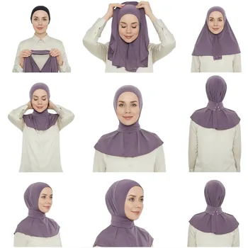 Πρακτική Έτοιμοι Άμεση Μαντίλα Κασκόλ Σάλι Snap Περιστασιακή Στερεό Χρώμα Των Γυναικών Μόδας Το Μουσουλμανικό Ραμαζάνι, Eid Mubarak Νέα Abaya Τουρμπάνι