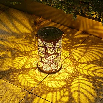 Στον κήπο τα Ηλιακά Φω'τα Retro Μετάλλων Υπαίθρια Κρεμώντας Ηλιακά φανάρια IP44 Αδιάβροχο Σχέδιο Φύλλων Λαμπτήρα Προβολής Διακοσμήσεων Τοπίων