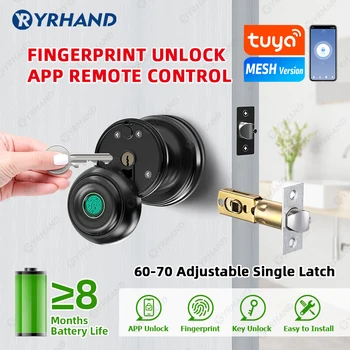 Στρογγυλό Εξόγκωμα Tuya Bluetooth Smart Lock για Εύκολη Εγκατάσταση Κυλινδρικό Ηλεκτρονική Ψηφιακή Βιομετρική Κλειδαριά δακτυλικών Αποτυπωμάτων για το Έξυπνο Σπίτι