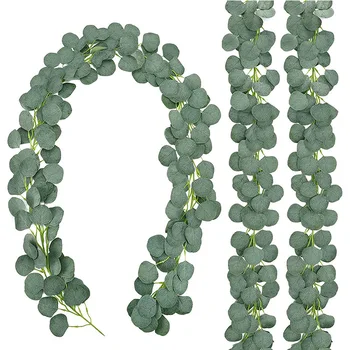 Τεχνητά Φύλλα Ευκαλύπτου Αμπέλια για το Γαμήλιο Πάρτι στον Κήπο του Σπιτιού Υπαίθρια διακοσμητική Γιρλάντα Arch Πλαστή Πράσινη Γιρλάντα Φυτό Διακοσμήσεις Τοίχων