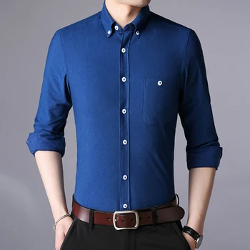 Το 2023 νέα άνοιξη, το φθινόπωρο άνδρες πουκάμισο Πέτου μόδας Στερεό Χρώμα μακρύ μανίκι πουκάμισα για άνδρες 9819
