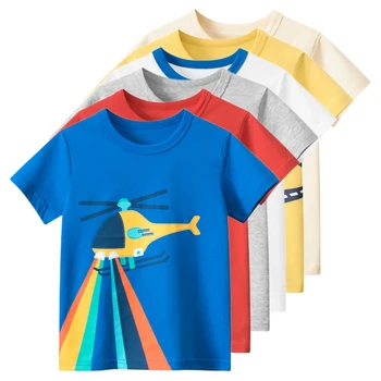 Το 2023 το Καλοκαίρι Cartoon Αεροπλάνο Πουκάμισο γραμμάτων τ ' Αγόρια Εκσκαφέων Κορυφές παιδικά Ενδύματα Παιδιά με Κοντό Μανίκι Βαμβάκι T-shirt Dropshipping