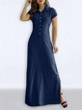Το 2023 το Καλοκαίρι Μεγάλου μεγέθους Φόρεμα Τζιν γυναικείων Casual μεγάλου μεγέθους Μακρύ Φόρεμα το Κουμπί Φορέματα Πουκάμισο για τις Γυναίκες Μεγάλο Μέγεθος XXXXXL