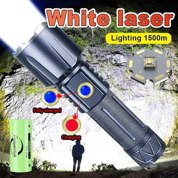 Το άσπρο Λέιζερ Εξαιρετικά Ισχυρός Φακός LED Επαναφορτίσετε το Φως Λάμψης USB Υψηλής Δύναμης ΟΔΉΓΗΣΕ τους Φακούς Τακτικής Φανάρι απίθανο Φακό