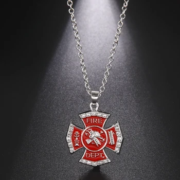 Το Αγκίστρι Συναγερμών Πυρκαγιάς Τμήμα Κολιέ Πυροσβέστης Ασφαλή Ζωή Κόκκινη Αλυσίδα Πυροσβέστης Sheld Δώρο Για Τον Άνδρα Την Γυναίκα Το Σμάλτο Κρύσταλλο Zircon Κοσμήματος
