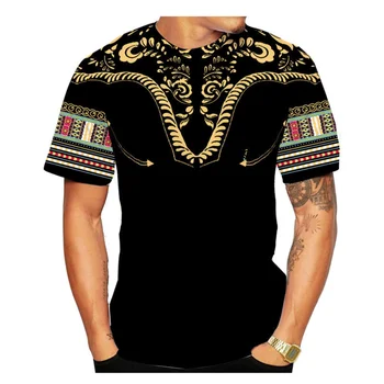 Το καλοκαίρι T-shirt των Ανδρών, 3D Printed Πουκάμισο, Ethnic Μοτίβο, της Αφρικής Ρετρό φαρδιά Λαϊκή γύρω από το Λαιμό Μεγάλη Κορυφή,ανδρικά Ρούχα