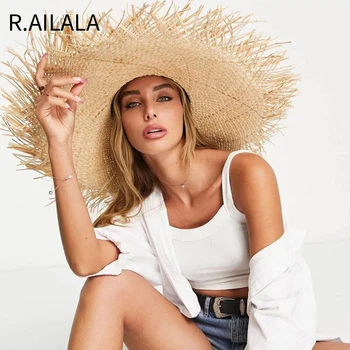 Το νέο Φυσικό Λαφίτ, για Άντρες, για Γυναίκες Καπέλα Ήλιων πλατύγυρο Δισκέτα Διπλώνοντας UV Άχυρο Καπέλο Διακοπές της Μόδας του Γάμου Αντηλιακό Καπέλο Παραλία