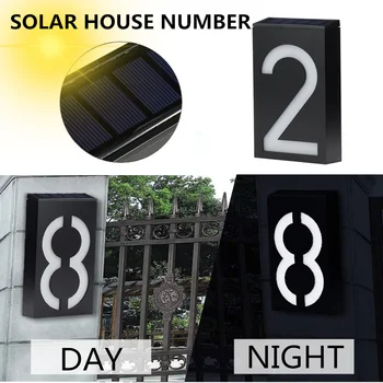 Τον Αριθμό του σπιτιού Φως των Ηλιακών οδηγήσεων Υπαίθρια Doorplate Διεύθυνση Λαμπτήρας Πορτών Αριθμός Υπαίθριο Φωτισμό Με Ηλιακή Επαναφορτιζόμενη Μπαταρία
