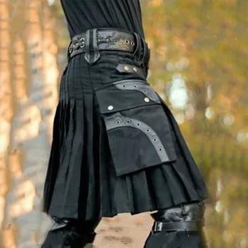 Των Ατόμων Παραδοσιακής Ορεινής Σκωτίας Ταρτάν Κιλτ 2023 Casual Ρετρό Στερεά Τσέπη Πλισέ Φούστα Vintage Φούστες Μοτίβο Ελέγχου Φούστες