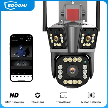 Υπαίθρια Τέσσερις φακούς Οθόνη Τριών 12MP Κάμερα HD IP PTZ 4MP Κάμερα WiFi Προστασία της Ασφάλειας CCTV Νυχτερινής Όρασης Χρώματος