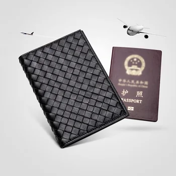 Υψηλής Ποιότητας Άνδρες Sheepskin Γνήσιο Δέρμα ΤΑΥΤΌΤΗΤΑΣ Διαβατήριο Κάλυψη Υφαμένη Τσάντα Πολλών χρήσεων Κάρτα Κάτοχος Business Travel Πορτοφόλι