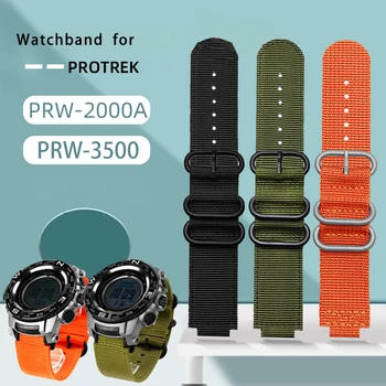 Υψηλής ποιότητας καμβά ζώνη ρολογιών με την κυρτή στόμα σου για το CASIO prg-260 / 270 prw-2500t /3500 /5000/5100 νάυλον καμβά wristband 18mm