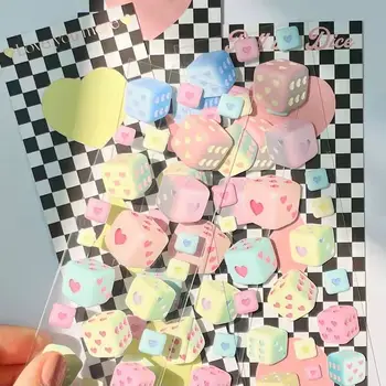 Χαριτωμένο 3D Χρώμα Ζάρια Αυτοκόλλητη ετικέττα Kawaii Αγάπη Idol Κάρτα Deco Stick Scrapbooking Ημερολόγιο Αυτοκόλλητη ετικέττα Διακοσμήσεων κορέας Χαρτικά