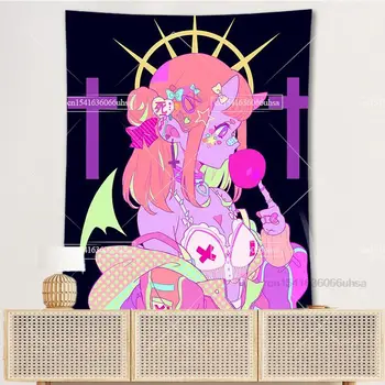 Χαριτωμένο Κορίτσι Anime Ταπετσαρία Τοίχου Κρέμεται Εικονογράφηση Πίνακες Κινουμένων Σχεδίων Tapestrys Αισθητική Υπνοδωμάτιο Διακόσμηση Τέχνης Αφίσες