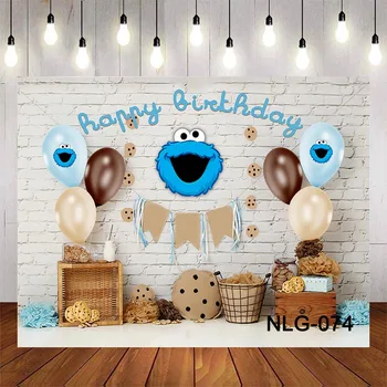 Χαρούμενα Γενέθλια Κόμμα Δρόμο Cookie Monster Γιορτάσουμε Μωρό Ντους Φωτογραφία Φόντο Παιδιά Διακόσμηση Φόντο Φωτογραφία Στηρίγματα