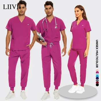 Χονδρικό εμπόριο Γυναικών Scrub Ρούχα Σύνολα Ιατρική Ποδιά Κοστούμι Νοσηλευτική Στολή για τους Άνδρες Ιατρική Νοσοκόμα Τρίβει Σύνολα Τεντωμάτων Γρήγορη ξηρά