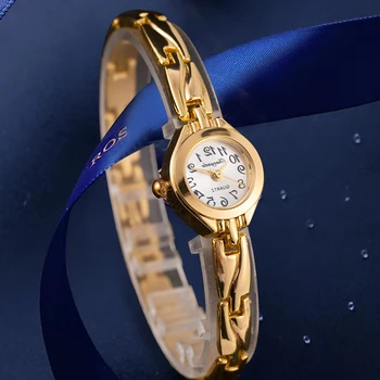 Χρυσά Ρολόγια Γυναικών Πολυτέλειας, Τοπ Εμπορικό σήμα Μικρό Καντράν Απλό Κομψό Κυρίες Βραχιόλι Αδιάβροχο Casual Γυναικείο Ρολόι χειρός reloj mujer