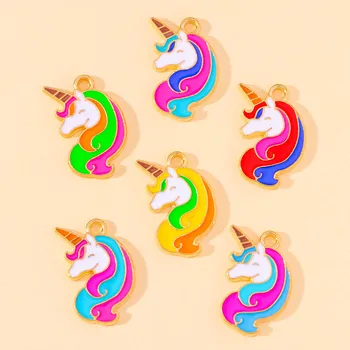 10Pcs Υπέροχη Γοητεία Σμάλτων Rainbow Unicorn Κρεμαστό κόσμημα DIY Χειροποίητα Σκουλαρίκια Κολιέ Βραχιόλι για το Κόσμημα που Κατασκευάζει Εξαρτήματα Supplie
