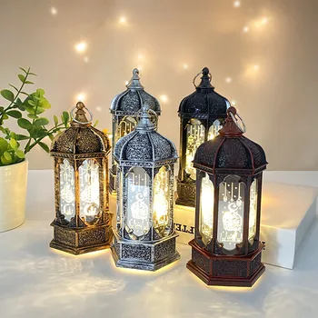 1pc Eid Mubarak Φανάρι Παλαιά Μικρή Λάμπα LED Φανάρια Ισλαμική Γιορτή του Ραμαζανιού Kareem Διακόσμηση για το Σπίτι Διακόσμηση Πίνακα Στολίδι