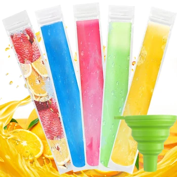 200Pcs Μίας χρήσης Γρανίτα παγωτό Φόρμα BPA Ελεύθερο Σωλήνες Ψυκτήρων με Σφραγίδα Φερμουάρ για το Γιαούρτι Μπαστούνια Παγωτό Φρούτα Smoothies 2023 Καλοκαίρι