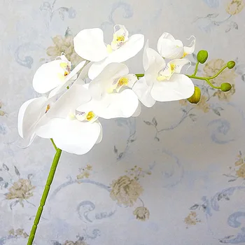 7 Κεφάλια Πραγματικό αφής λευκό ορχιδέα Λατέξ υποκατάστημα τεχνητά λουλούδια για το σπίτι ντεκόρ δωματίων καθιστικό διακόσμηση flores artificiales
