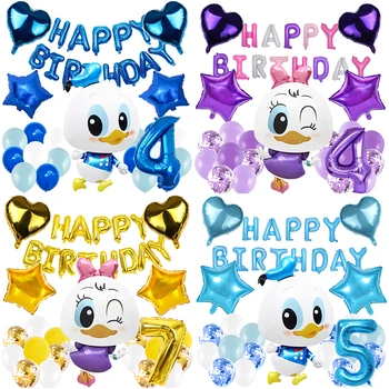 Disney Χαριτωμένη Μαργαρίτα Πάπια Donald Duck Χαρούμενα Γενέθλια Κόμμα Προμήθειες Μίας Χρήσης Επιτραπέζιο Σκεύος Σύνολο Μπαλόνι Φόντο Μωρό Ντους Κορίτσι Με Το Δώρο