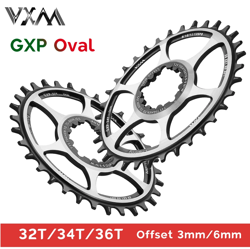 VXM GXP Οβάλ Chainring 3mm 6mm Όφσετ, Άμεση Τοποθετεί για Sram XX1 Αετός X01 X1 X0 X9,32T 34Τ 36T, MTB Ποδήλατο Ποδήλατο Δρόμου