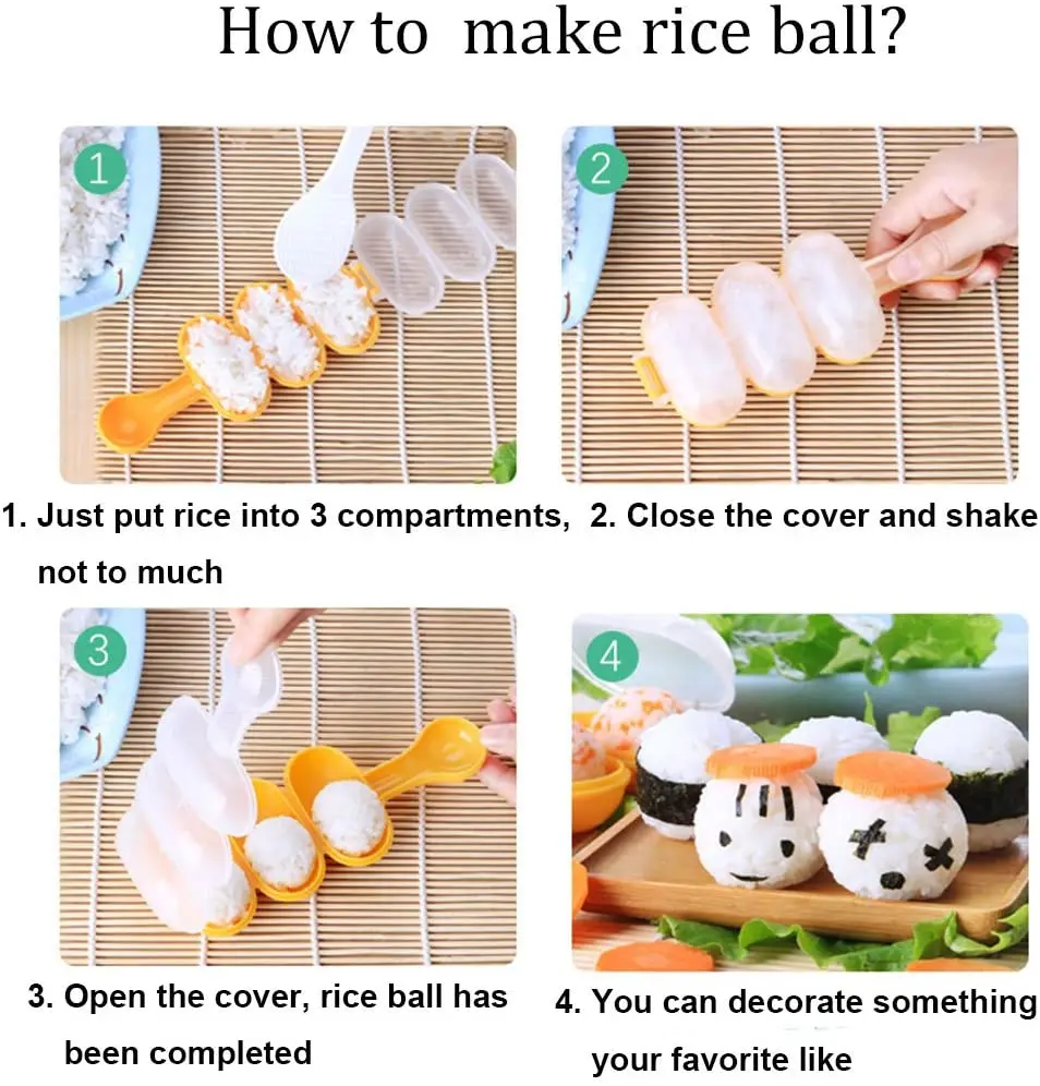 Ρύζι Μπάλα Φόρμες DIY Ρύζι Baller Δονητές με Ρύζι Κουπί Ρολό Σούσι Maker Γεύμα Κατασκευαστής Φορμών Onigiri Φόρμα Τροφίμων Διακόσμηση για τα Παιδιά