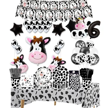 Αγελάδα Αγρόκτημα Θέμα Πάρτι Γενεθλίων Διακόσμηση Μίας Χρήσης Φλυτζάνι Εγγράφου Πιάτο Χαρτοπετσέτες Αριθμός Μπαλόνι Για Τα Παιδιά Μωρό Ντους Διακόσμηση Προμήθειες