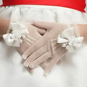 Ευρωπαϊκά και Αμερικανικά παιδιά είναι εθιμοτυπία γάντια κορίτσια πριγκίπισσα γάμο φόρεμα μαργαριτάρι πλέγμα ελαστικά γάντια νύφη γάντια