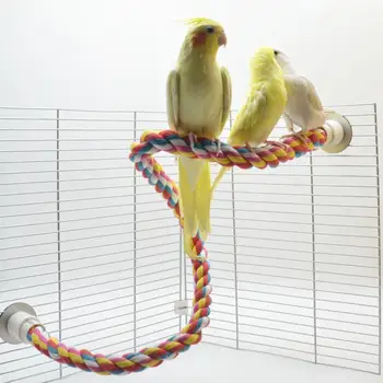 Πουλί Γραμμομοριακή Παιχνίδι Ανθεκτικό Σχοινί Βαμβακιού πολύχρωμος Παπαγάλος που Στέκεται Κούρνιες για Παπαγάλο Cockatiel Κλουβί Παιχνίδι Pet Bird Παιχνίδι